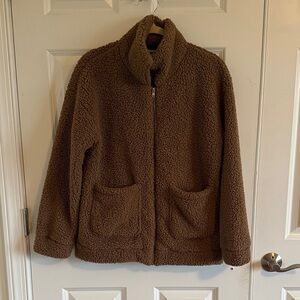 PrettyGarden Long Sleeve Sherpa Jacket Lapel Zip Up Front Small Faux Shearling